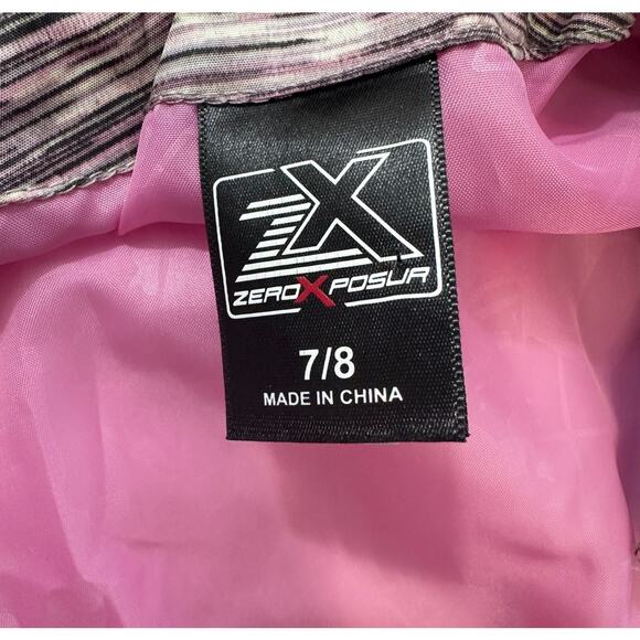 ZeroXposur Puffer Jacket Youth Girls 7/8 Pink Black Stripe Zip Up Quilted Winter - Picture 5 of 6